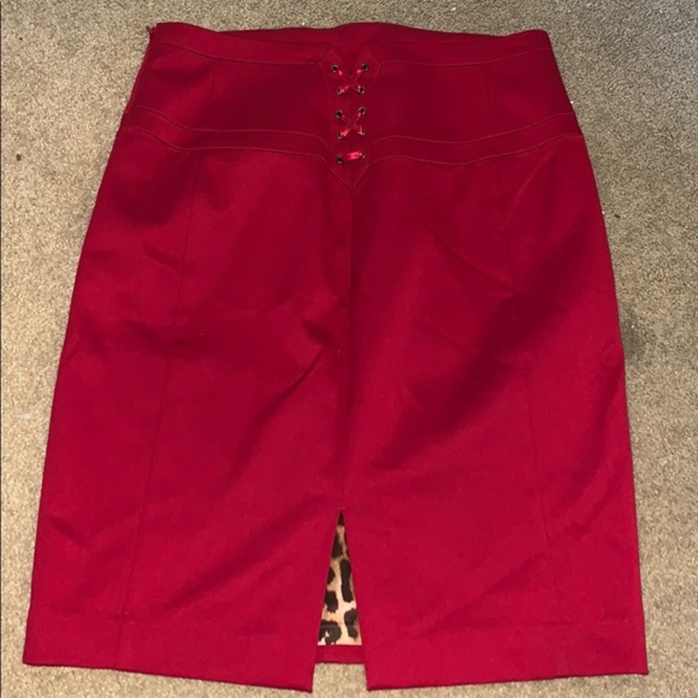 EXPRESS Design Studio Size 2 Red Pencil Skirt - Picture 3 of 10